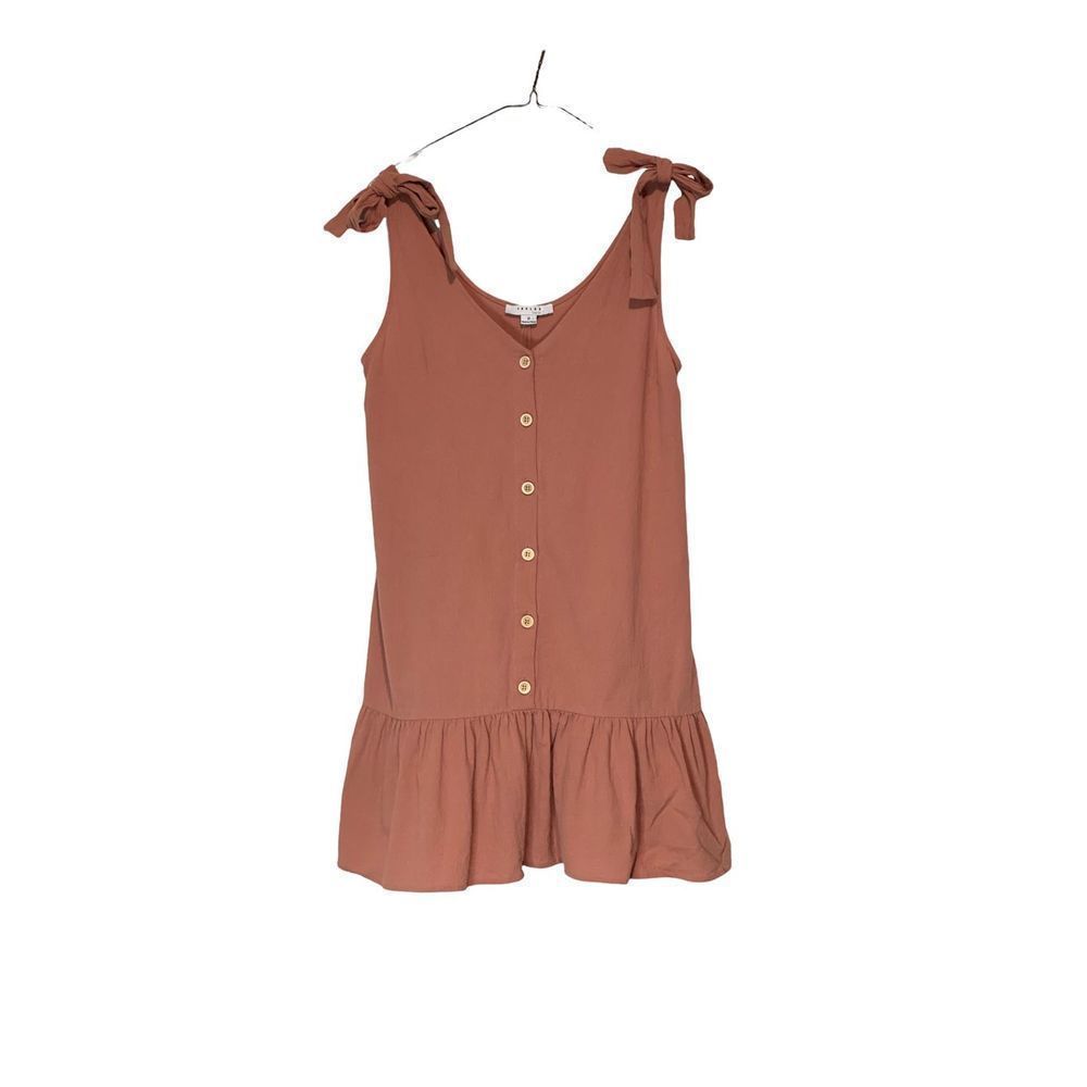 FAVLUX TIE SHOULDER RUFFLE HEM SUNDRESS S